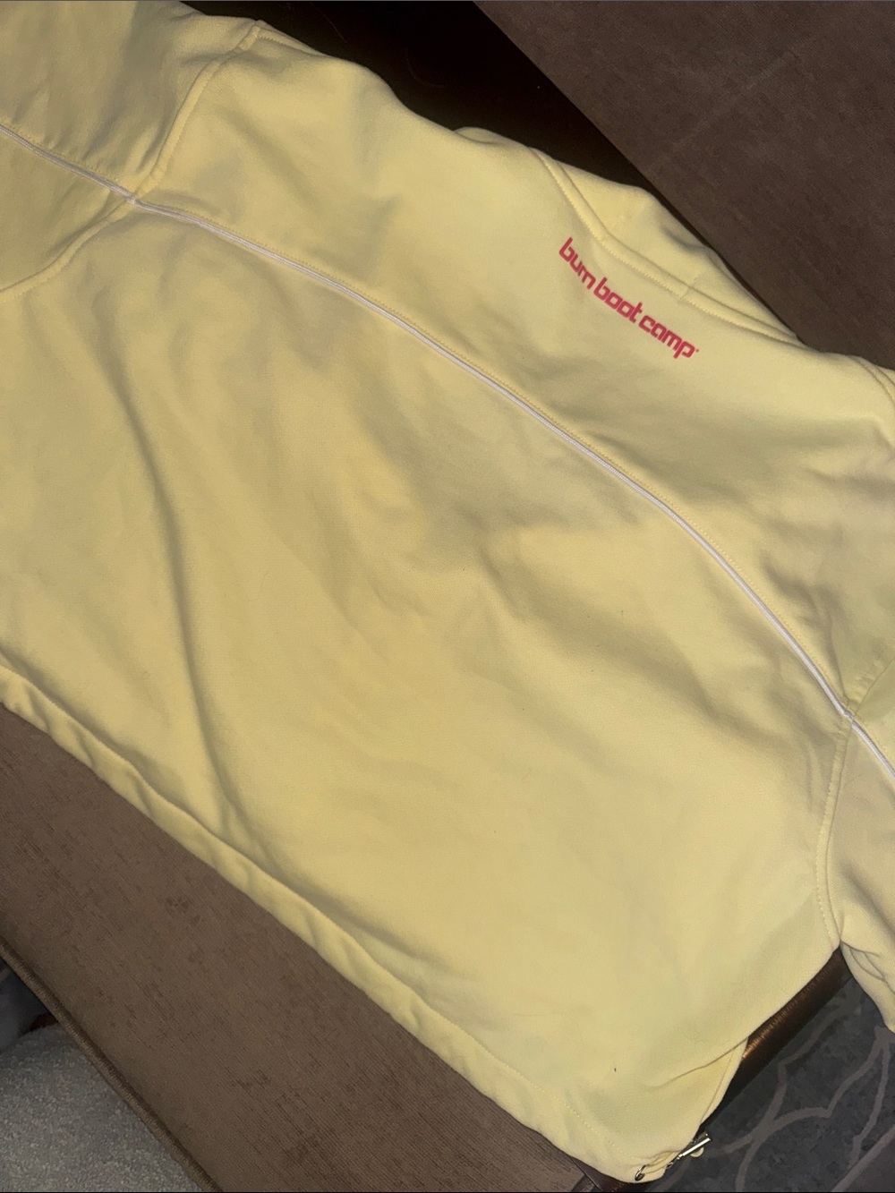 Burn Boot camp Yellow Zip cropped Hoodie- drawstring at waist - Picture 2 of 2